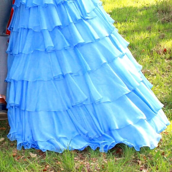 Periwinkle Sherrie Hill Formal with Ruffles - Picture 2 of 4